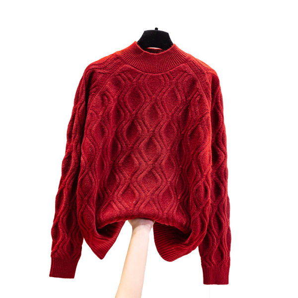 Ζεστό χειμωνιάτικο πουλόβερ με μεγάλη πλέξη