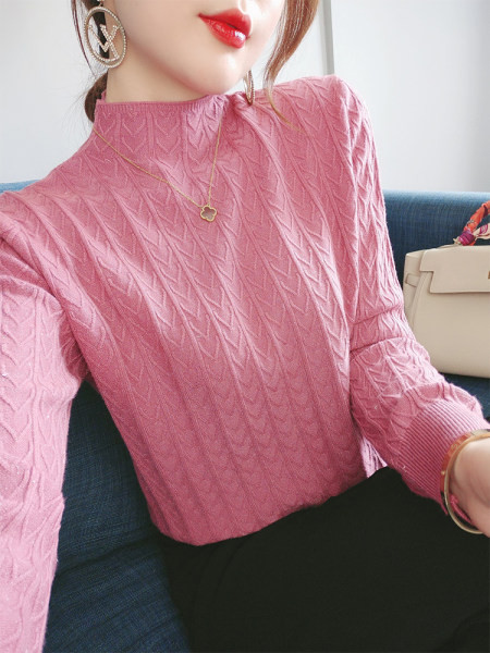 Μοντέρνο γυναικείο πουλόβερ με ψηλό γιακά - λεπτό πλεκτό