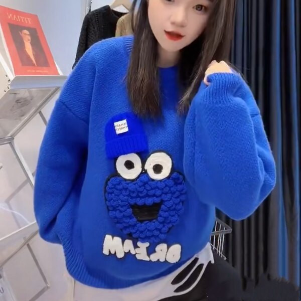 Ежедневен дамски дълъг пуловер широк модел