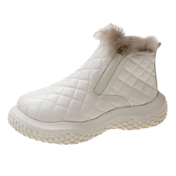 Дамски ежедневни кожени боти с пух и цип