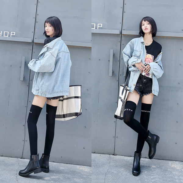 Изчистен модел дамски кожени боти с цип