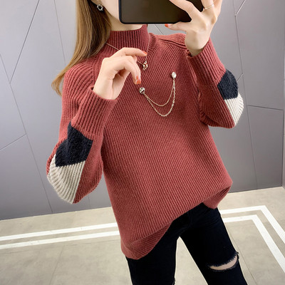 Γυναικείο πλεκτό πουλόβερ με ψηλό γιακά - πολλά χρώματα