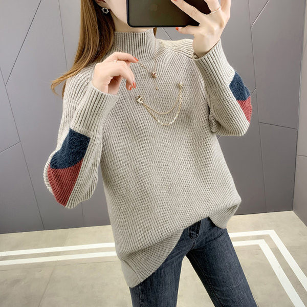 Γυναικείο πλεκτό πουλόβερ με ψηλό γιακά - πολλά χρώματα