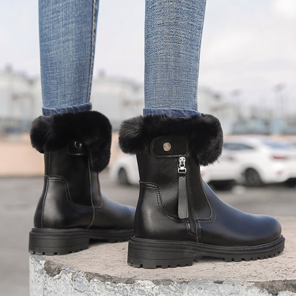 Дамски боти с пух и топла подплата 