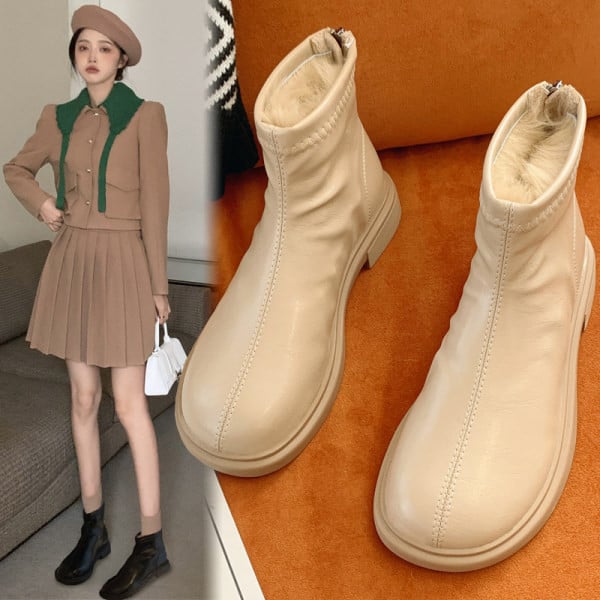 Дамски боти от еко кожа изчистен модел с мека подплата