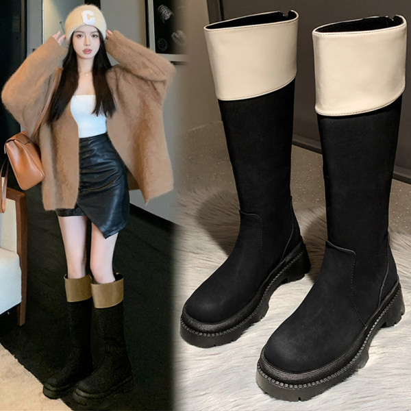 Дамски ботуши от  изкуствена кожа в два цвята