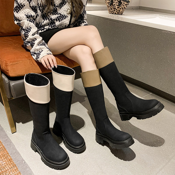 Дамски ботуши от  изкуствена кожа в два цвята