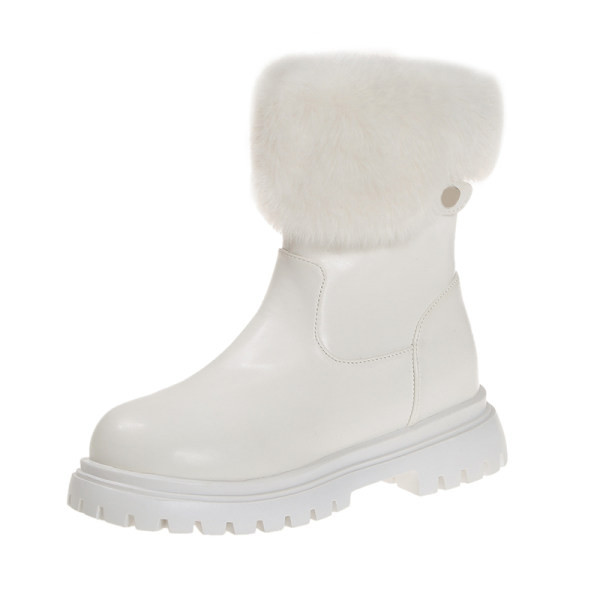 Актуални дамски боти с пух в два цвята