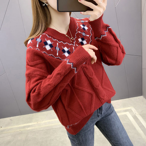 Γυναικείο χειμωνιάτικο πουλόβερ με κέντημα - τρία χρώματα