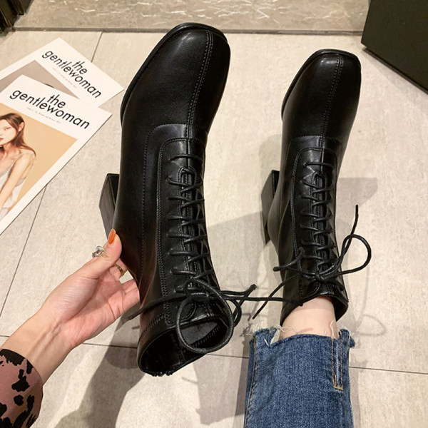 Модерни дамски бори с връзки и 6.5см ток