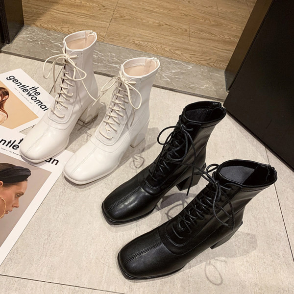 Модерни дамски бори с връзки и 6.5см ток