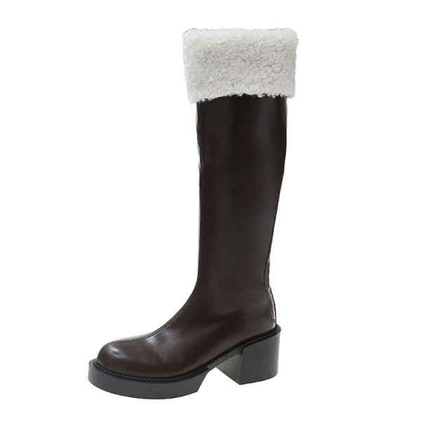 Дамски ботуши в ретро стил с топла подплата