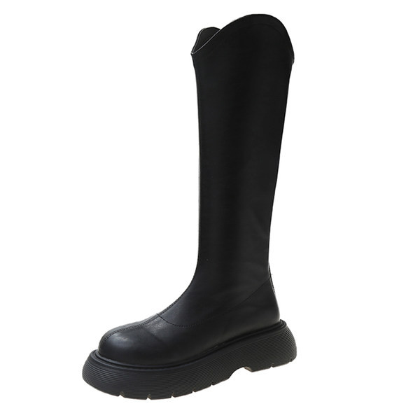 Кожени ботуши с равна подметка