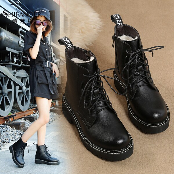 Нов модел боти от еко кожа с цип и връзки-за жени