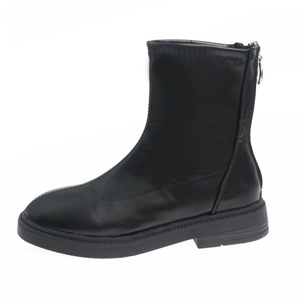 Дамски боти изчистен  модел от еко кожа с цип