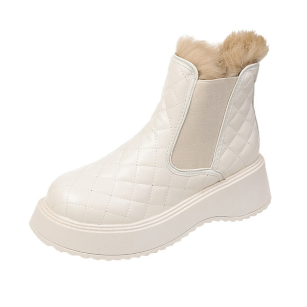 Капитонирани дамски боти с пух и топла подплата