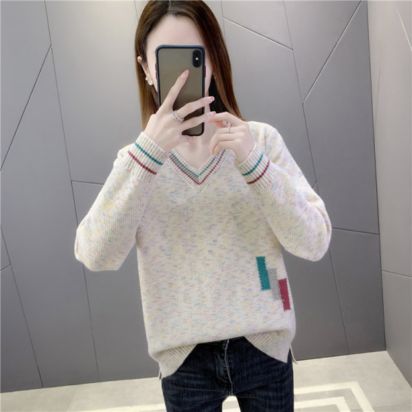 Γυναικείο πλεκτό πουλόβερ με λαιμόκοψη spitz - σε πολλά χρώματα