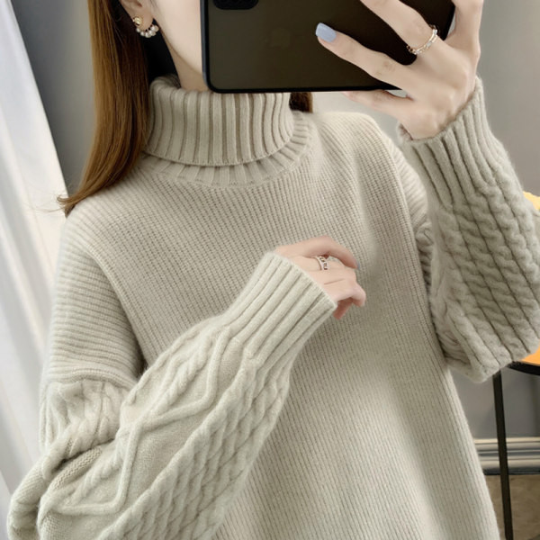 Дамски пуловер с  висока поло яка в четири цвята