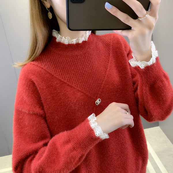 Γυναικείο ζεστό πουλόβερ απομίμησης σε δύο μέρη