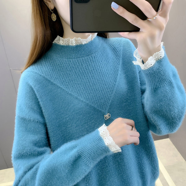 Γυναικείο ζεστό πουλόβερ απομίμησης σε δύο μέρη