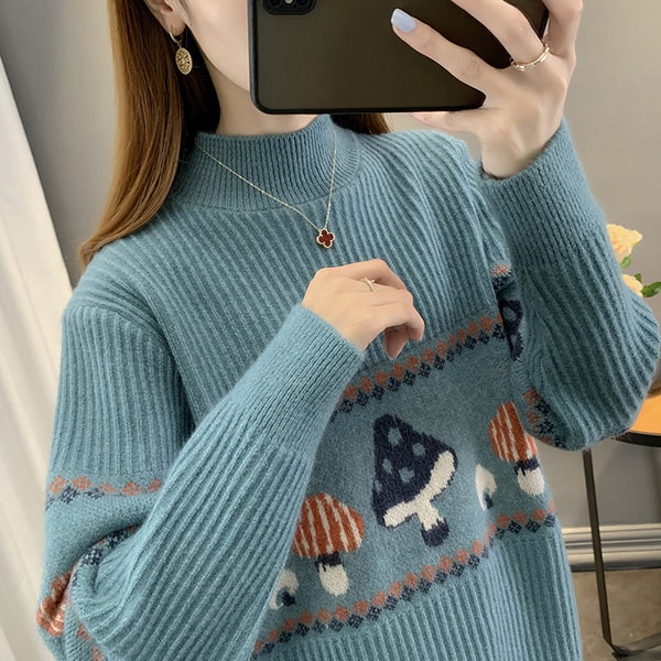 Casual γυναικείο πουλόβερ με γιακά πόλο - πολλά χρώματα