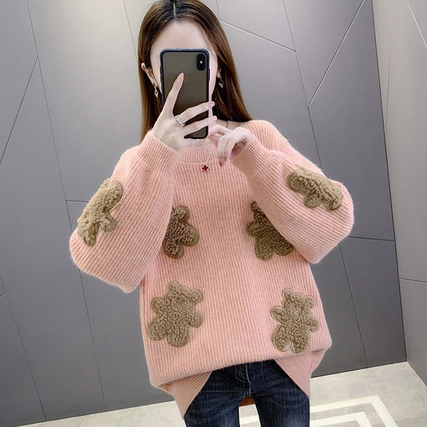 Γυναικείο πουλόβερ με απλικέ - φαρδύ μοντέλο σε πολλά χρώματα