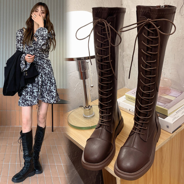 Нов модел кожени ботуши с връзки и цип