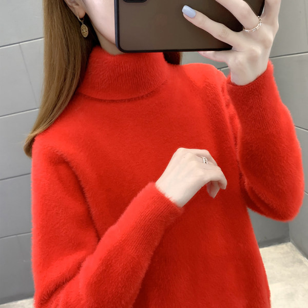 Κομψό γυναικείο απαλό πουλόβερ με ψηλό γιακά