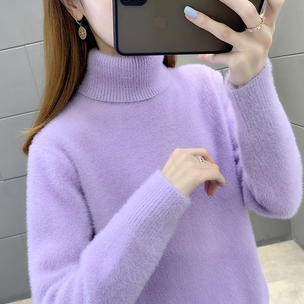 Κομψό γυναικείο απαλό πουλόβερ με ψηλό γιακά