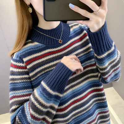 Γυναικείο πουλόβερ με ρίγες φθινοπώρου-χειμώνα