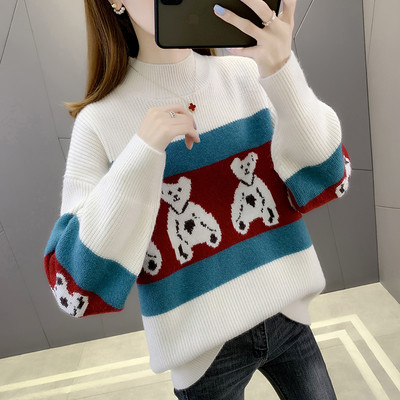 Γυναικείο φλοράλ πουλόβερ με χαμηλό γιακά