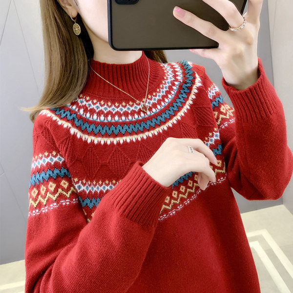 Naiste vabaaja kampsun tikandi ja kõrge kraega