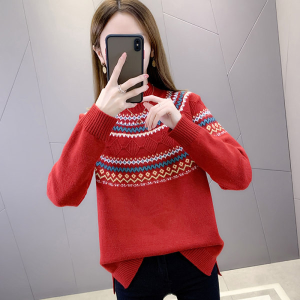 Naiste vabaaja kampsun tikandi ja kõrge kraega