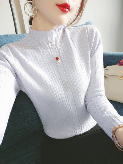 Casual γυναικείο πουλόβερ με μαργαριτάρι διακόσμηση