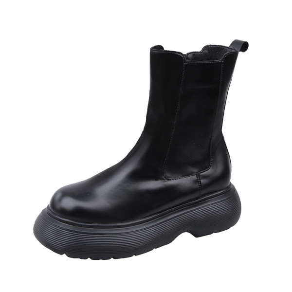 Дамски кожени боти  с равна  подметка