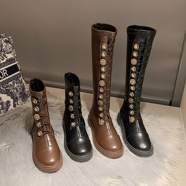 Дамски ежедневни боти или ботуши от изкуствена кожа в черен и кафяв цвят