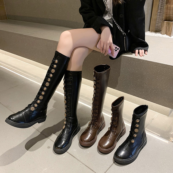 Дамски ежедневни боти или ботуши от изкуствена кожа в черен и кафяв цвят