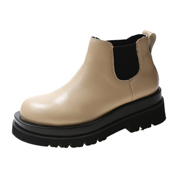 Дамски кожени боти с  ластик 