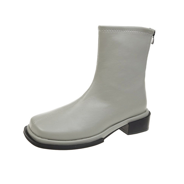 Дамски квадратни боти от еко кожа с цип