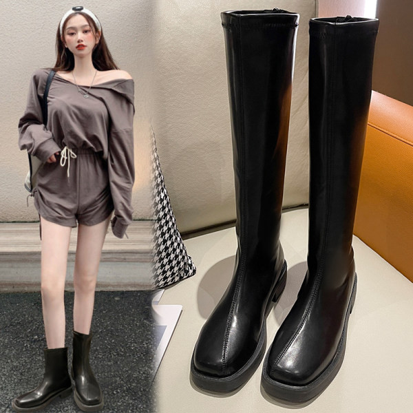 Модерни дамски кожени ботуши в два модела