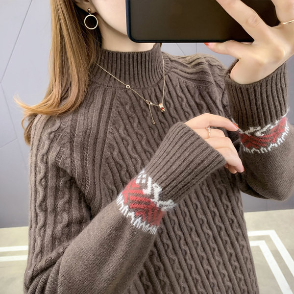 Γυναικείο πουλόβερ με ψηλό γιακά - πολλά χρώματα