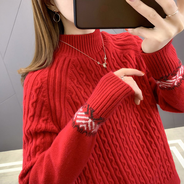 Γυναικείο πουλόβερ με ψηλό γιακά - πολλά χρώματα