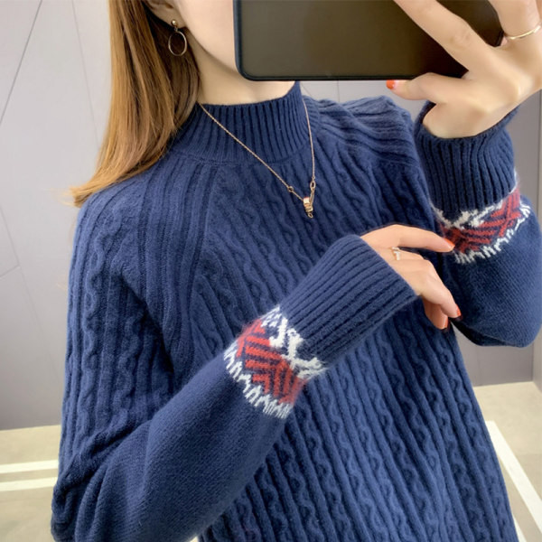 Γυναικείο πουλόβερ με ψηλό γιακά - πολλά χρώματα