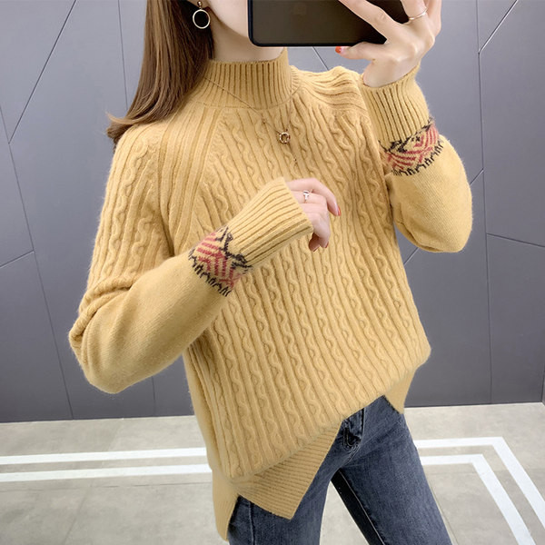 Γυναικείο πουλόβερ με ψηλό γιακά - πολλά χρώματα