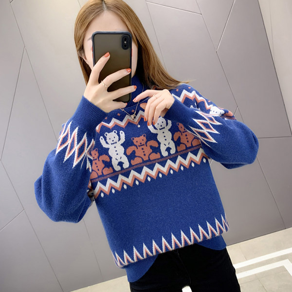 Πλεκτό γυναικείο χειμωνιάτικο πουλόβερ με ψηλό γιακά