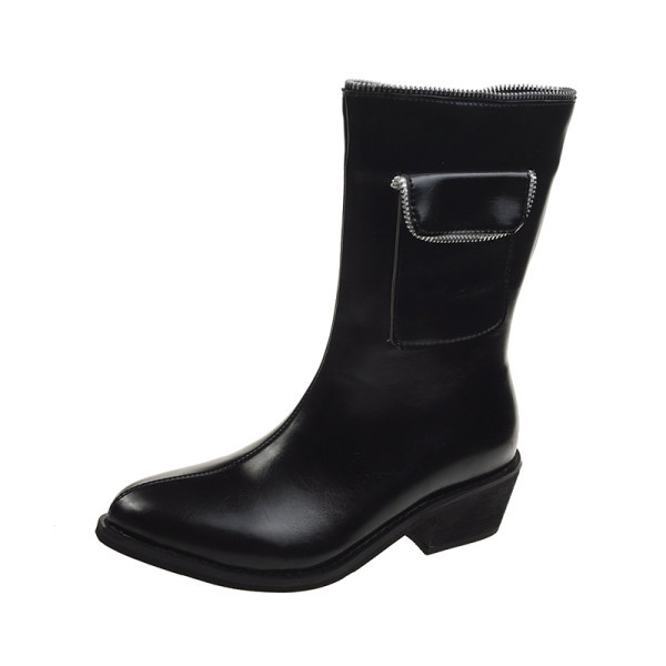 Дамски кожени боти с джоб - два модела