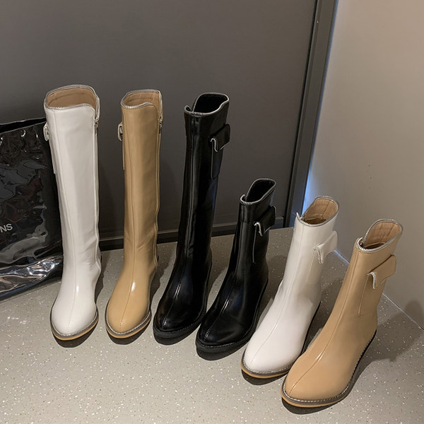 Дамски кожени боти с джоб - два модела