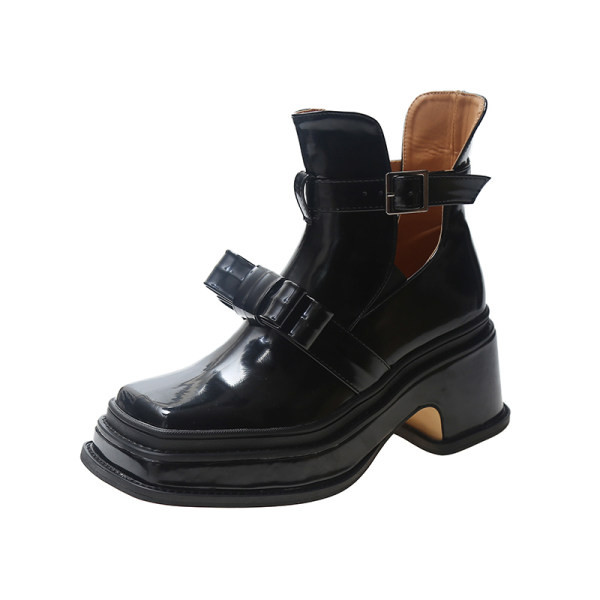 Нов модел дамски боти с панделка от изкуствена кожа