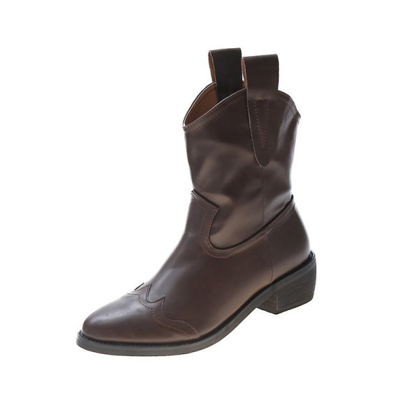 Дамски кожени ботуши в три цвята - заострен модел