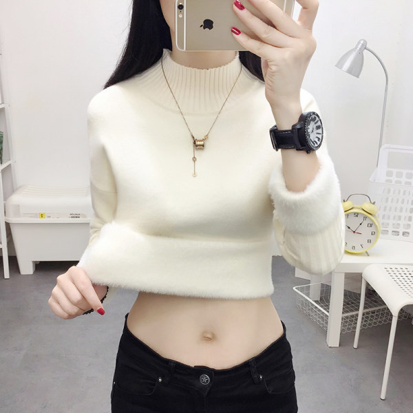 Γυναικείο πουλόβερ με ψηλό γιακά και μακριά μανίκια